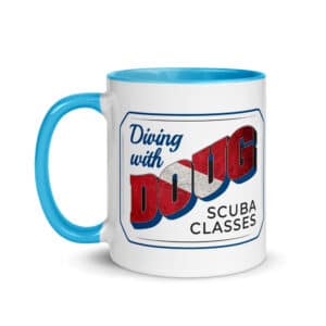 Blue mug with logo