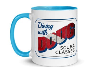 Blue mug with logo
